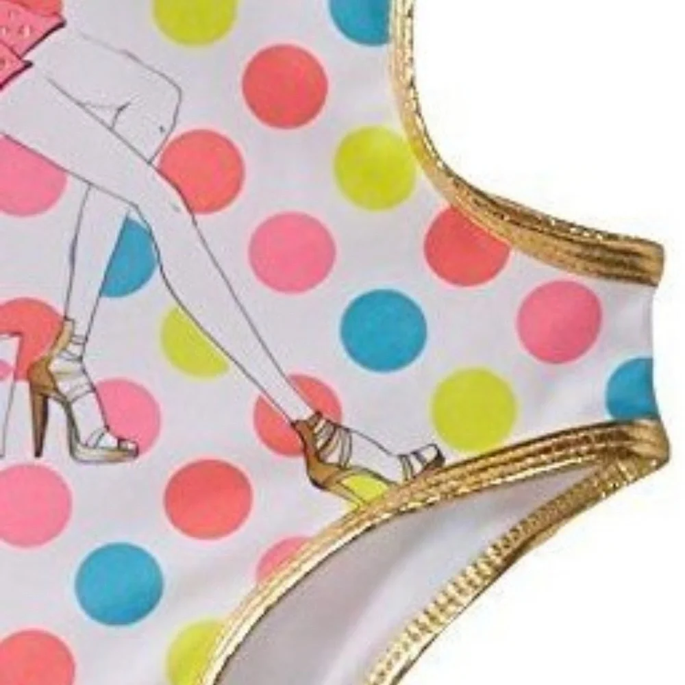 Jantzen Girls One Piece Cut Out Swimsuit Size 5 Polka Dot NWT‎ Swimwear